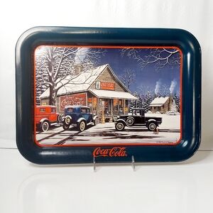 Vintage Coca Cola Tray - "The Gathering Place" - Classic Cars Tray 1992